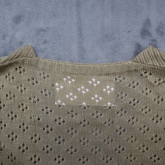 With Sweater Womens 2XL Beige Short Sleeve Open Front Tight Knit Cropped - Picture 10 of 13